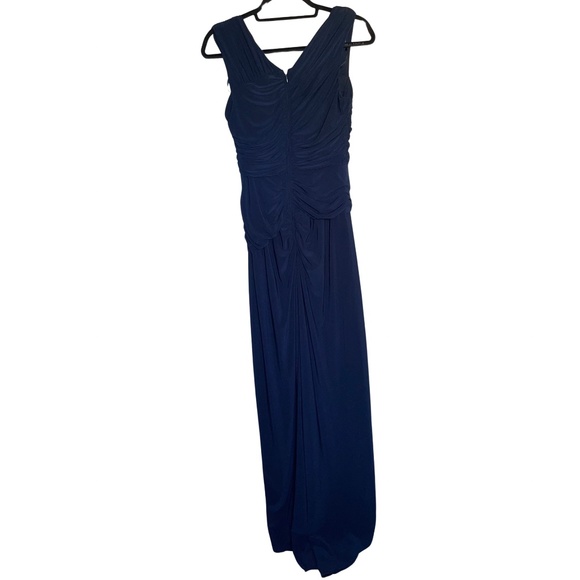 Adrianna Papell Women's Evening Gown Navy Blue Shirred Beaded Sleeveless Sz 10 - Picture 8 of 15